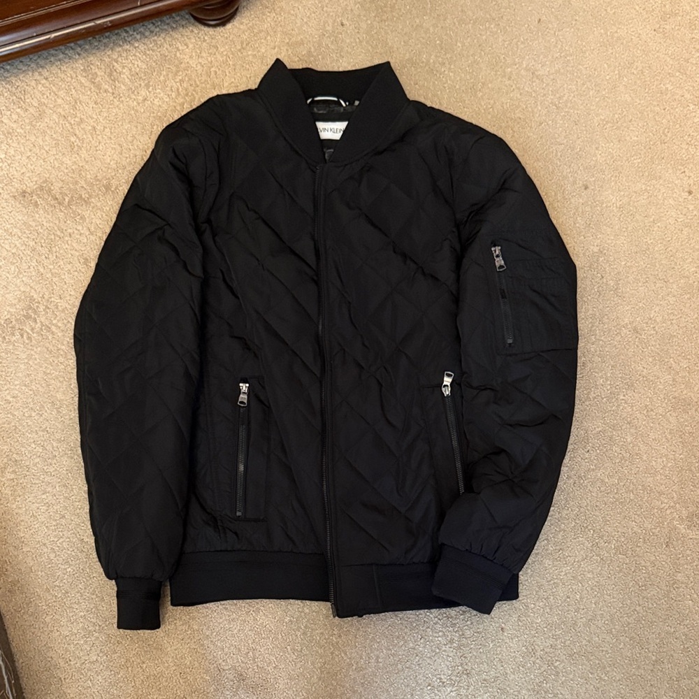 Calvin Klein Men's Black Quilted Bomber Jacket